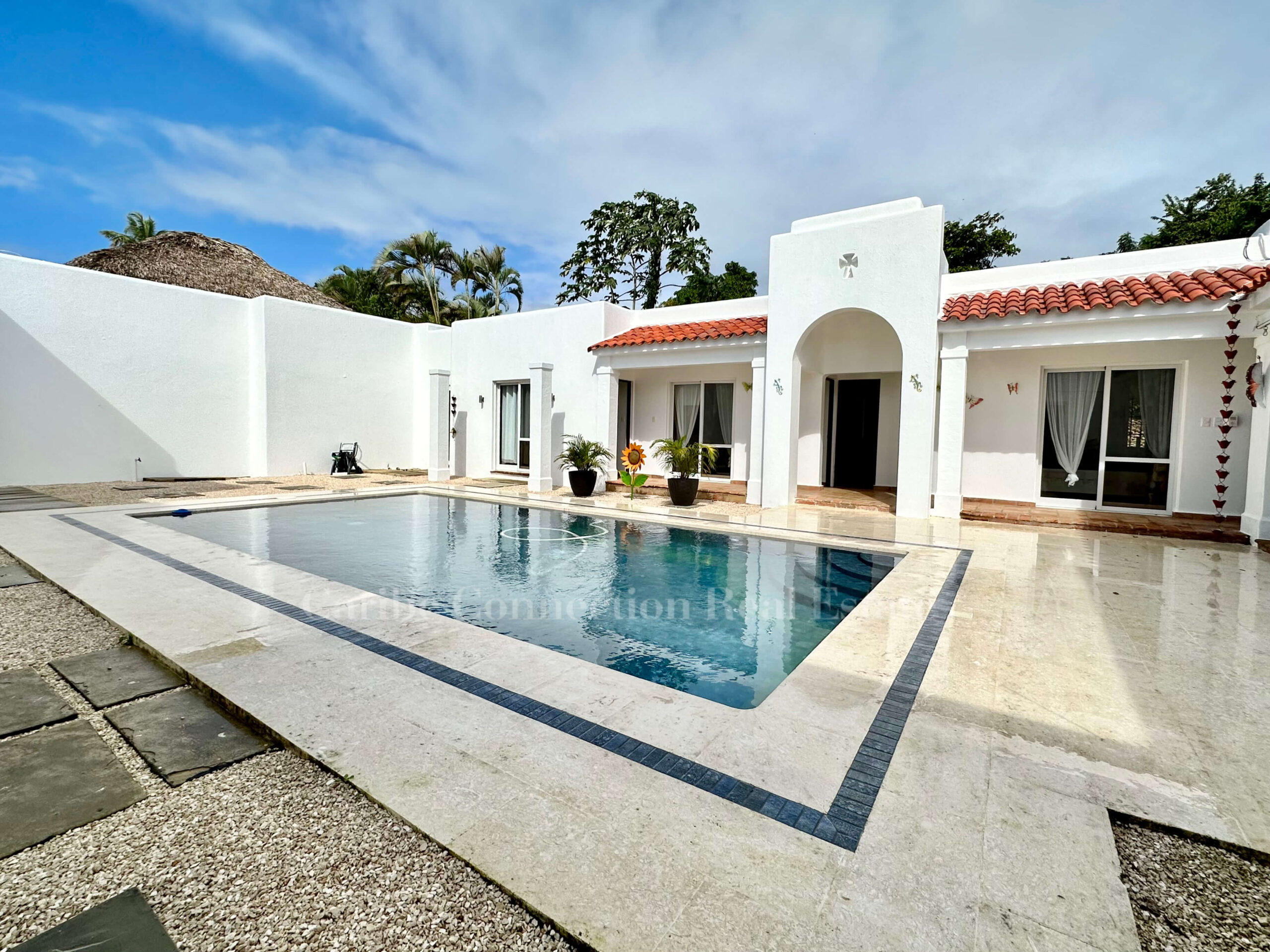 Mediterranean style villa in beachfront gated community